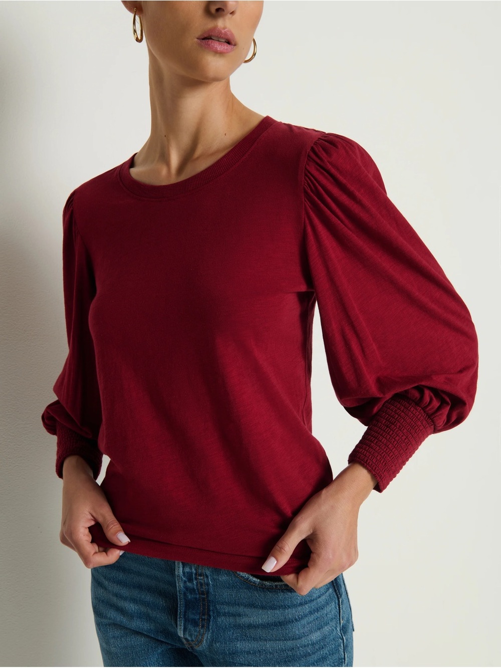 Nation LTD LOREN peasant tee Rio Red Blouse Long sleeve Top
